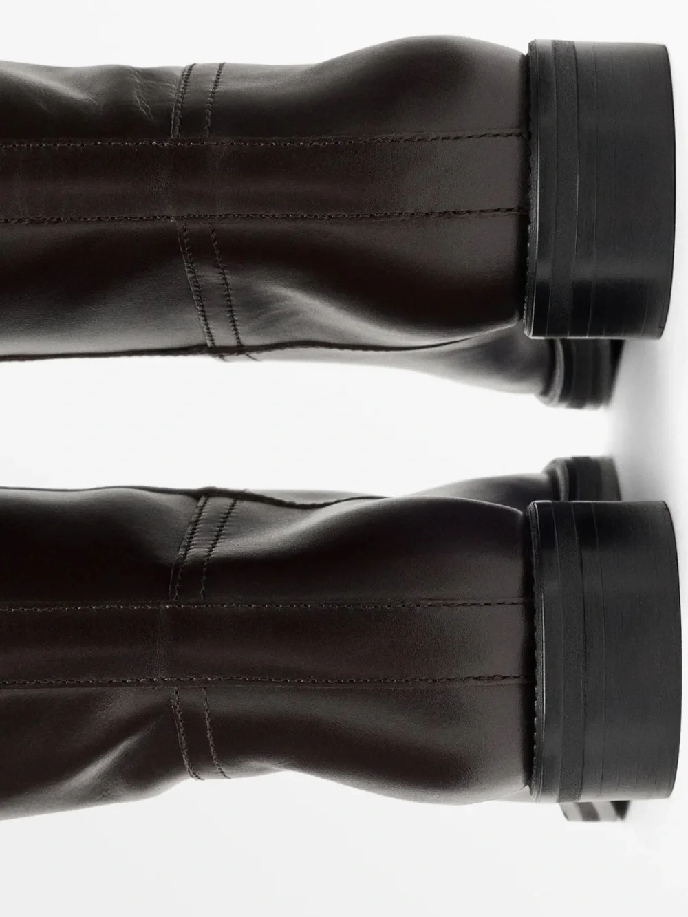 Massimo Dutti Tall Leather Riding Boots - Dark Brown